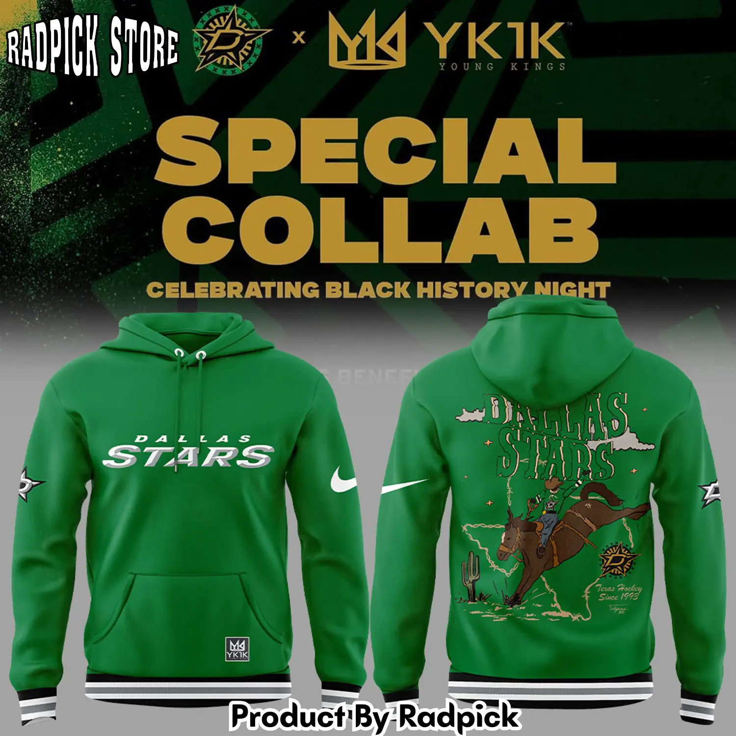 Dallas stars history night green v2 hoodie joggers hoodie and long pants set rp291784